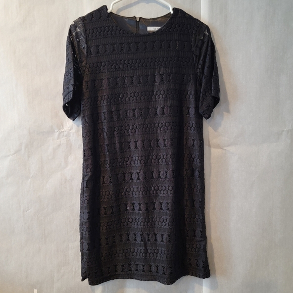 Embroidered Midi Black Dress Short Sleeve Women's Small - Picture 12 of 16